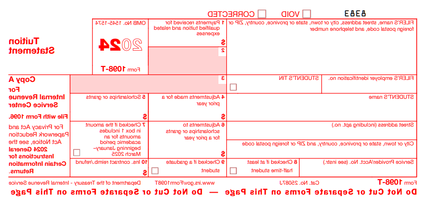 blank 2024 Form 1098-T